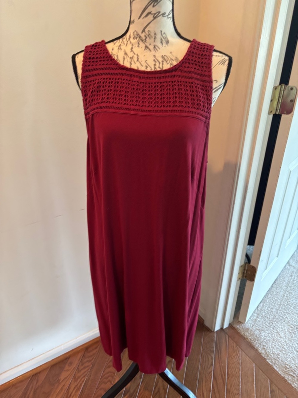 Ann Taylor Sleeveless Crochet Yoke Red Women's Dress
